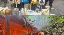 Polsek Gane Barat Polres Halsel melakukan Penyisiran lokasi Penyulingan Miras Jenis Cap Tikus