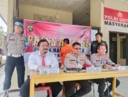 Polsek Maro Sebo Ulu Gelar Press Release Ungkap Kasus Penganiayaan Serta Kepemilikan Senjata Api Ilegal