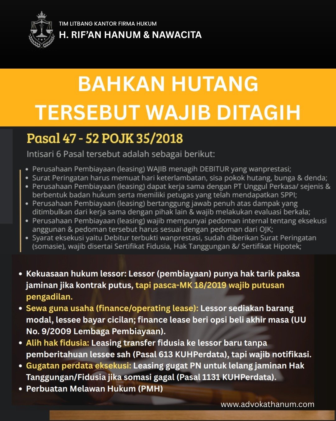Kepastian Hukum Perusahaan Jasa Penagihan dalam Penagihan Kredit/Pembiayaan di Indonesia: Pasca Putusan MK No 18/PUU-XVII/2019 & No. 2/PUU-XIX/2021