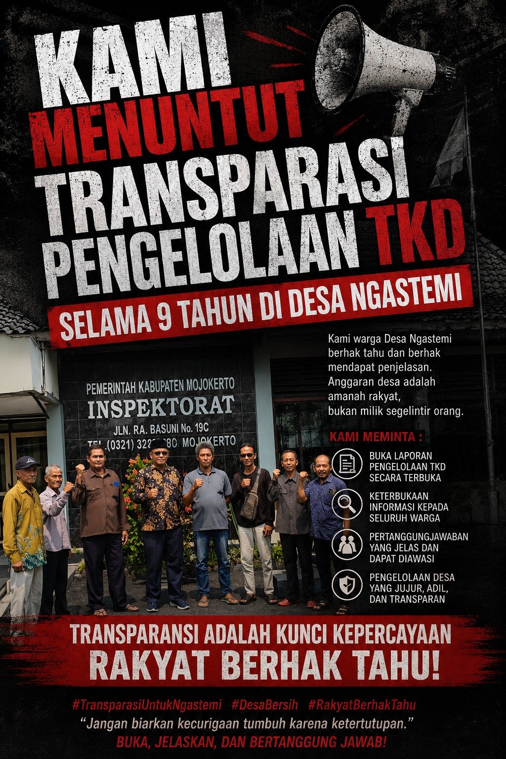 Inspektorat Kabupaten Mojokerto Tindaklanjuti Pengaduan TKD Ngastemi