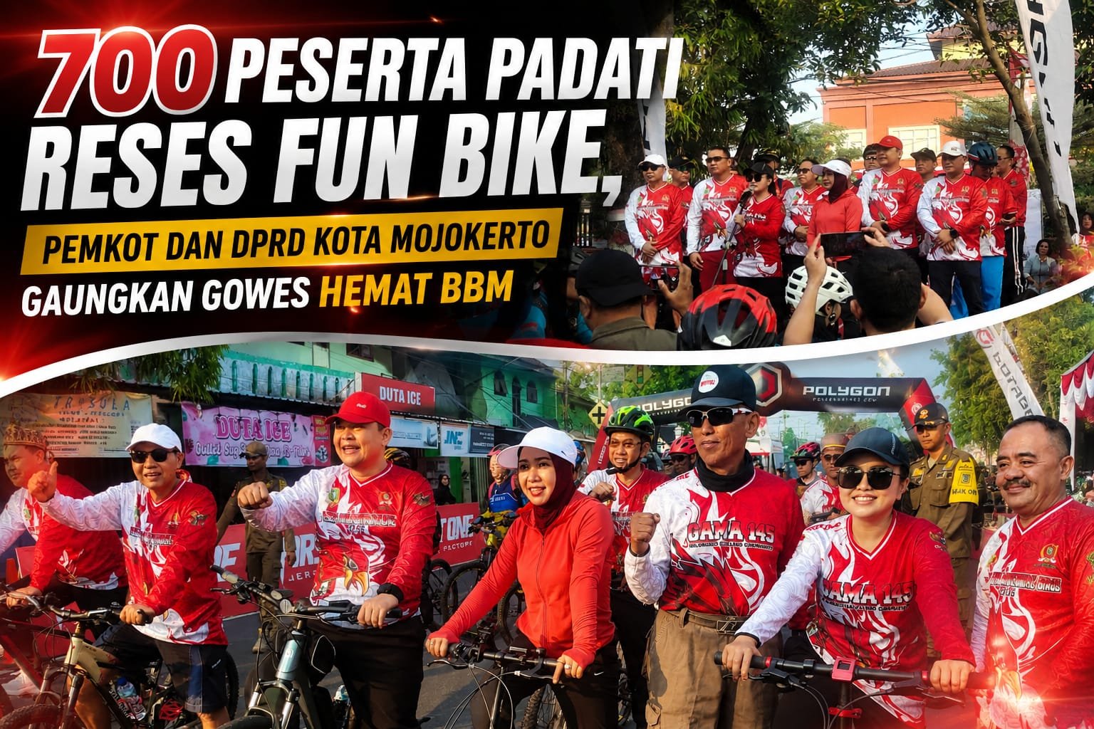 700 Peserta Padati Reses Fun Bike, Pemkot dan DPRD Kota Mojokerto Gaungkan Gowes Hemat BBM