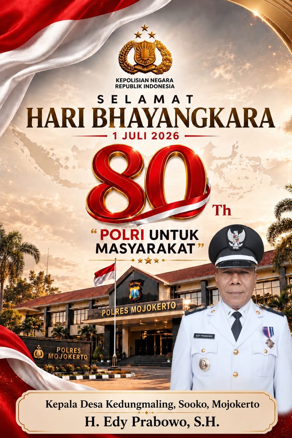 Kepala Desa Kedungmaling, Sooko, Mojokerto Mengucapkan Selamat Hari Bhayangkara ke-80 Tahun
