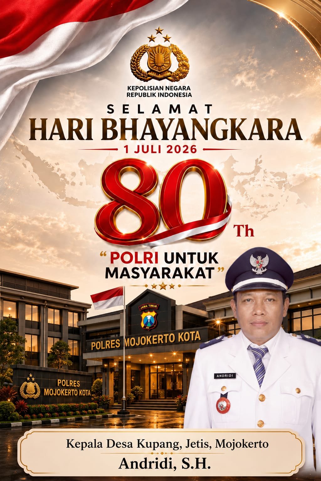 Kepala Desa Kupang, Jetis, Mojokerto Mengucapkan Selamat Hari Bhayangkara ke-80 Tahun