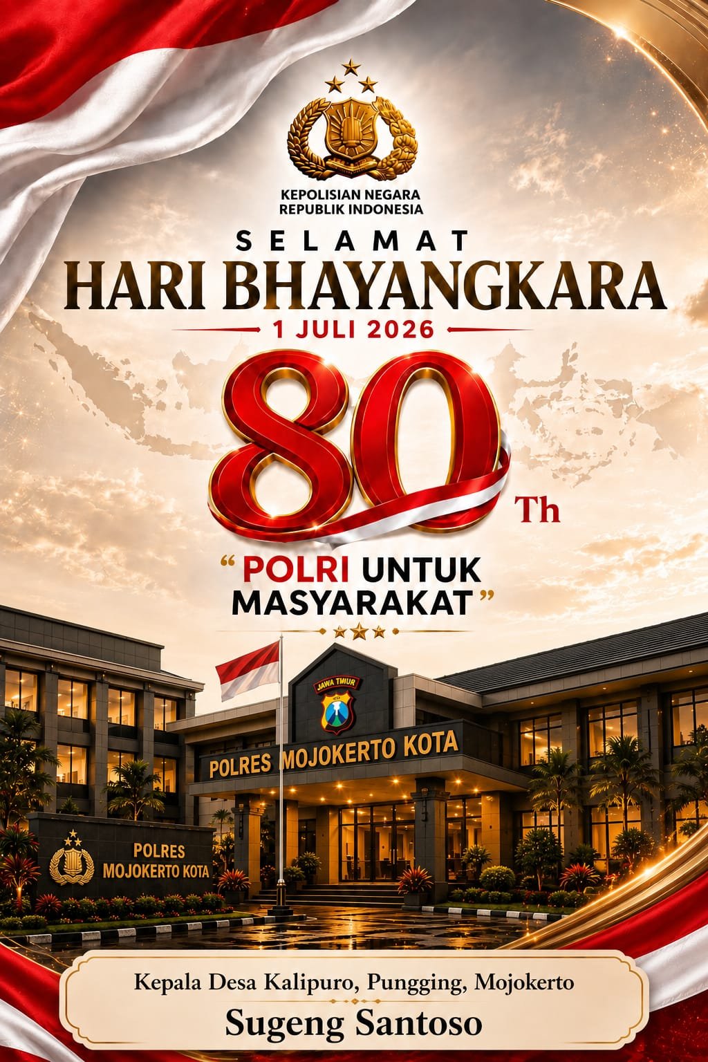 Kepala Desa Kalipuro, Pungging, Mojokerto Selamat Hari Bhayangkara ke-80 Tahun