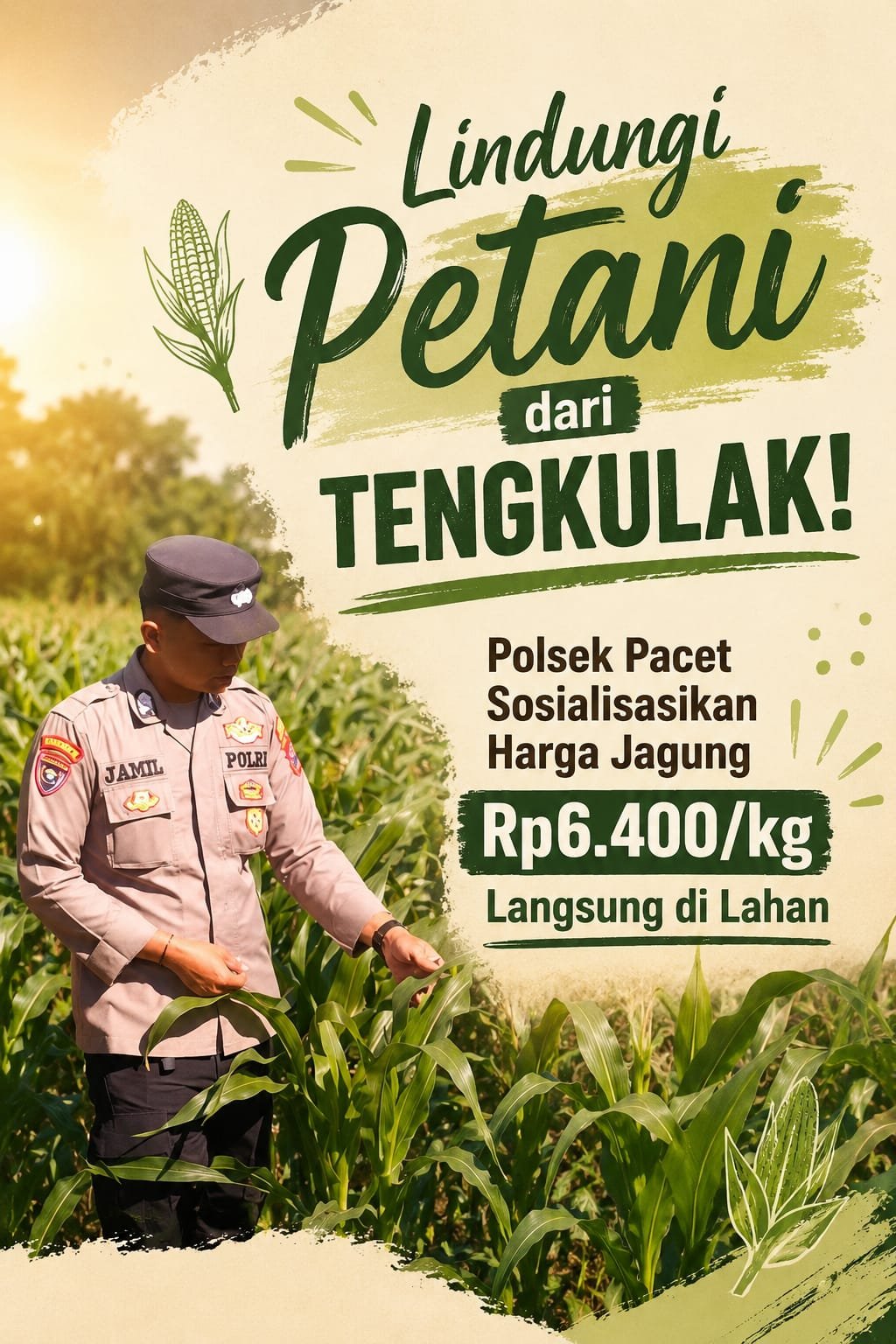 Lindungi Petani dari Tengkulak! Polsek Pacet Sosialisasikan Harga Jagung Rp6.400/kg Langsung di Lahan