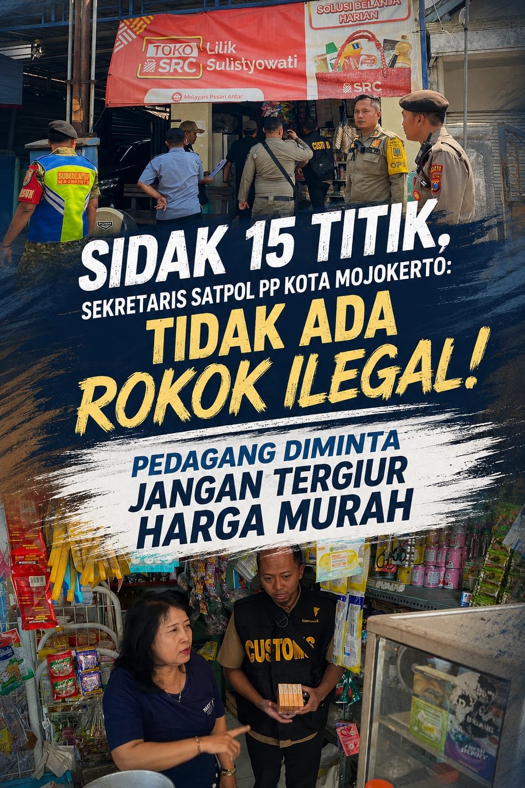 Sidak 15 Titik, Sekretaris Satpol PP Kota Mojokerto: Tidak Ada Rokok Ilegal! Pedagang Diminta Jangan Tergiur Harga Murah