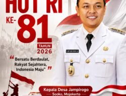 Kepala Desa Jampirogo, Sooko, Mojokerto Mengucapkan Selamat HUT RI ke-81 Tahun 2026
