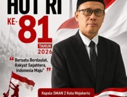 Kepala SMAN 2 Kota Mojokerto, Abdul Salam, S.Pd., M.Pd. Mengucapkan Selamat HUT RI ke-81 Tahun 2026