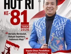 Kepala Dinas Pendidikan Kabupaten Mojokerto Amsar Azhari Siregar, S.H., M.M. Mengucapkan Selamat HUT RI ke-81 Tahun 2026