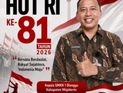 Kepala SMKN 1 Dlanggu Kabupaten Mojokerto Mengucapkan Selamat HUT RI ke-81 Tahun 2026