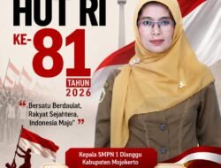 Kepala SMPN 1 Dlanggu Kabupaten Mojokerto Mengucapkan Selamat HUT RI ke-81 Tahun 2026