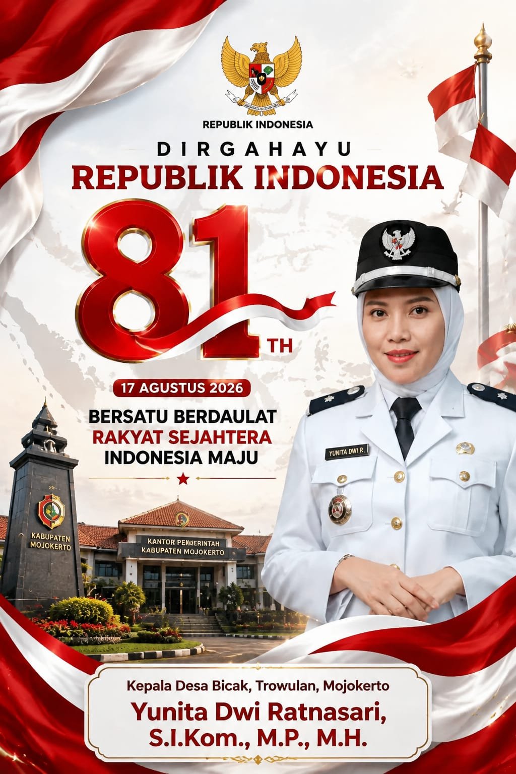 Kepala Desa Bicak, Trowulan, Mojokerto Mengucapkan Selamat HUT RI ke-81 Tahun 2026