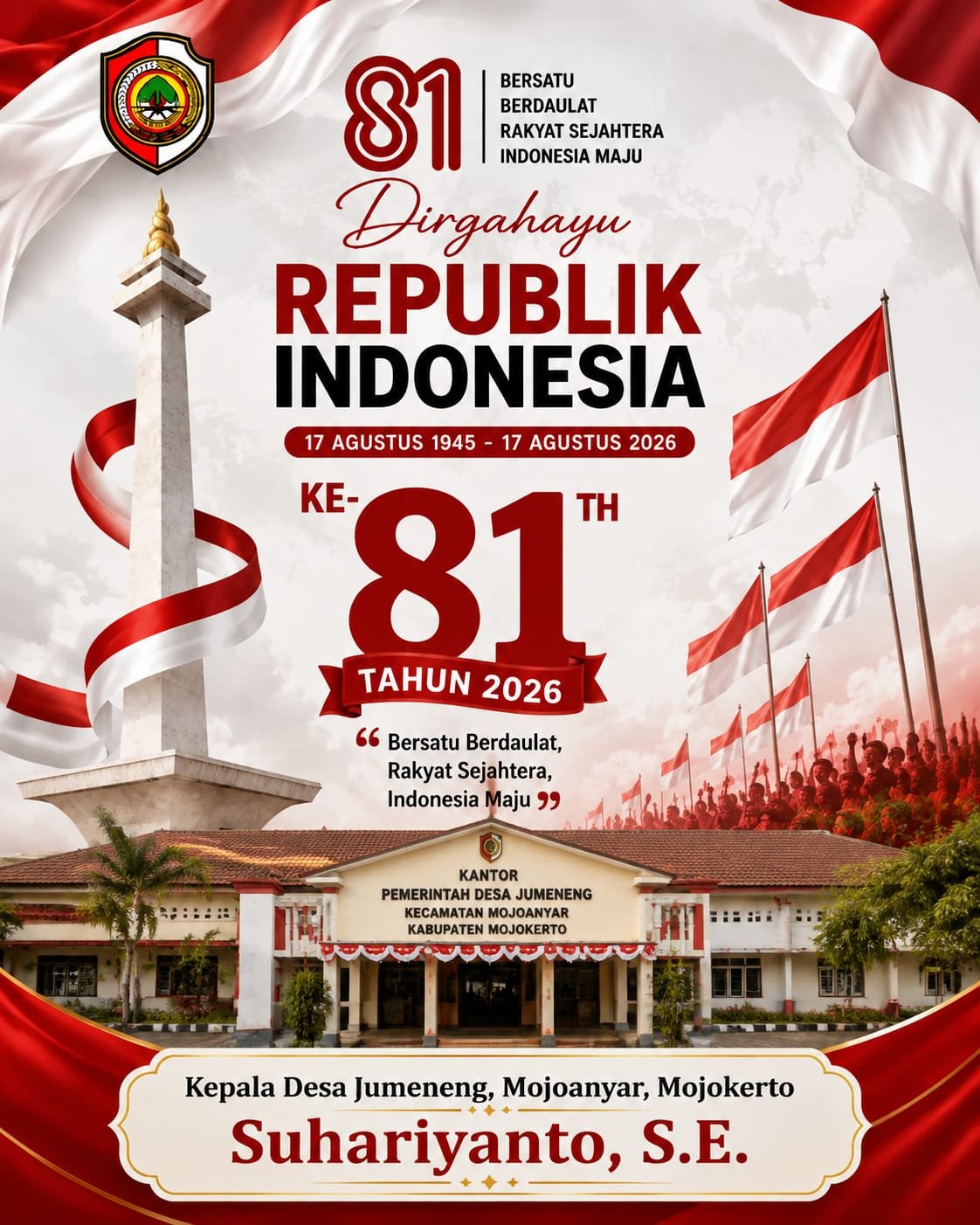 Kepala Desa Jumeneng, Mojoanyar, Mojokerto Mengucapkan Selamat HUT RI ke-81 Tahun 2026