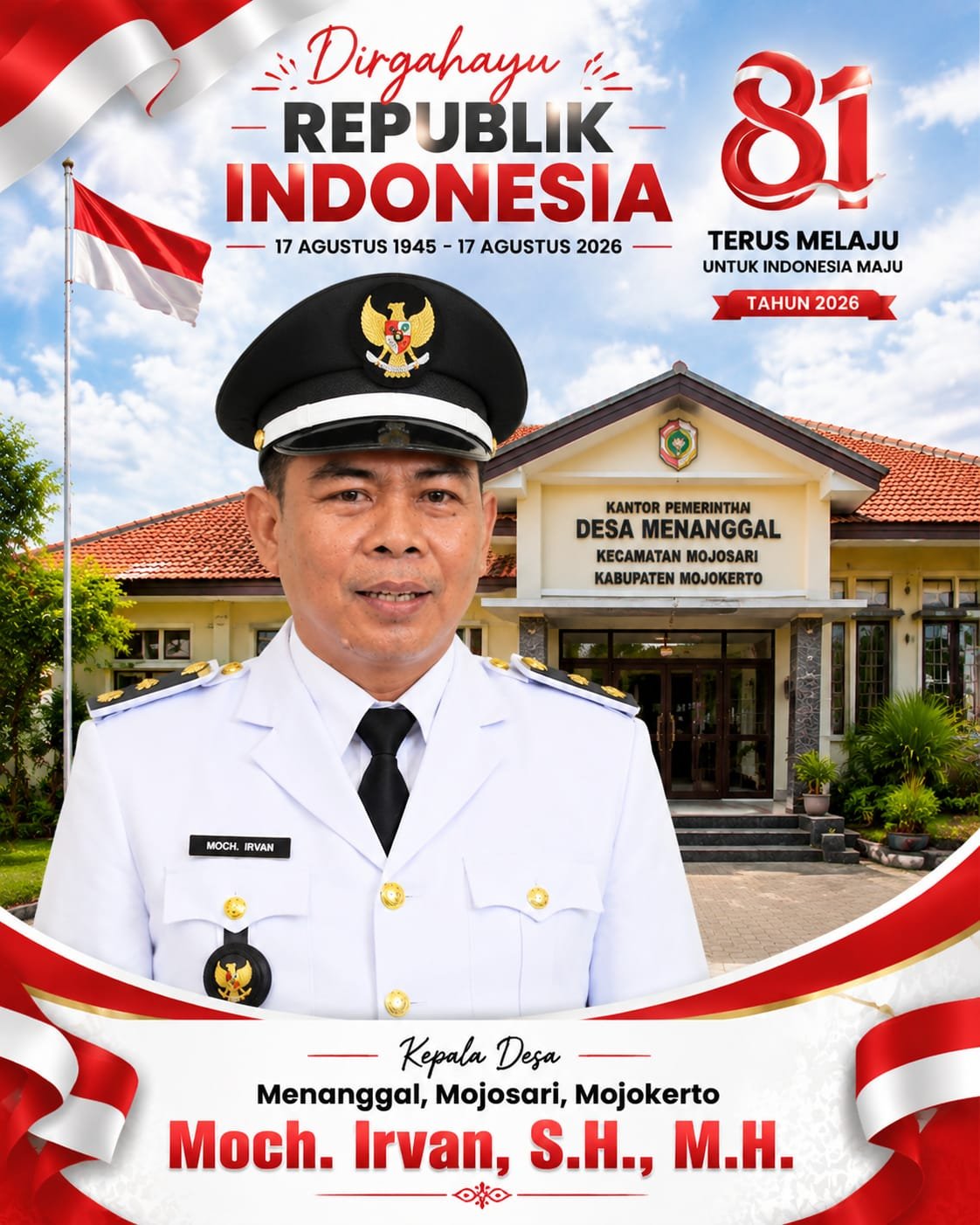 Kepala Desa Menanggal, Mojosari, Mojokerto Mengucapkan Selamat HUT RI ke-81 Tahun 2026