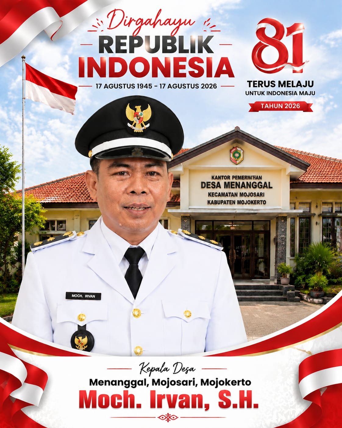 Kepala Desa Menanggal, Mojosari, Mojokerto Mengucapkan Selamat HUT RI ke-81 Tahun 2026