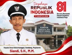 Kepala Desa Kebontunggul, Gondang, Mojokerto Mengucapkan Dirgahayu RI ke-81 Tahun