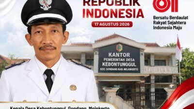 Kepala Desa Kebontunggul, Gondang, Mojokerto Mengucapkan Dirgahayu RI ke-81 Tahun