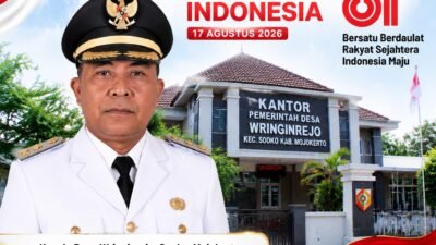 Kepala Desa Wringinrejo, Sooko, Mojokerto Mengucapkan Dirgahayu RI ke-81 Tahun