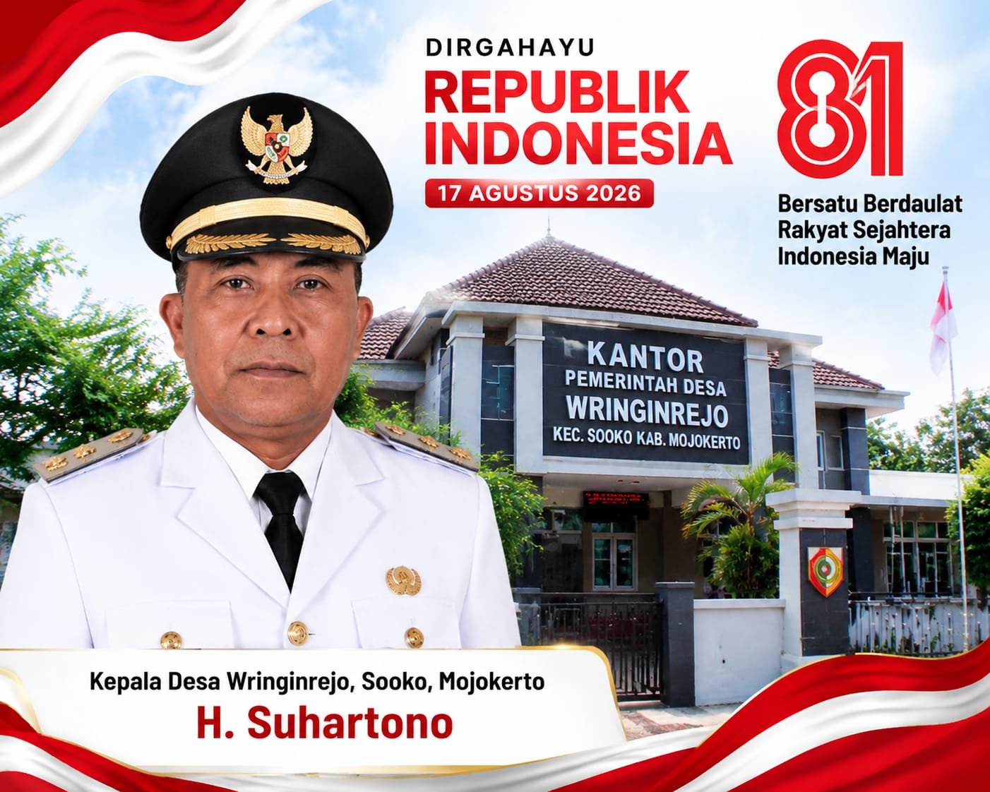 Kepala Desa Wringinrejo, Sooko, Mojokerto Mengucapkan Dirgahayu RI ke-81 Tahun