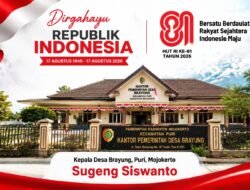 Kepala Desa Brayung, Puri, Mojokerto Mengucapkan Dirgahayu RI ke-81 Tahun