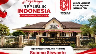 Kepala Desa Brayung, Puri, Mojokerto Mengucapkan Dirgahayu RI ke-81 Tahun