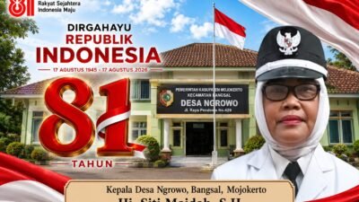 Kepala Desa Ngrowo, Bangsal, Mojokerto Mengucapkan Selamat HUT RI ke-81 Tahun