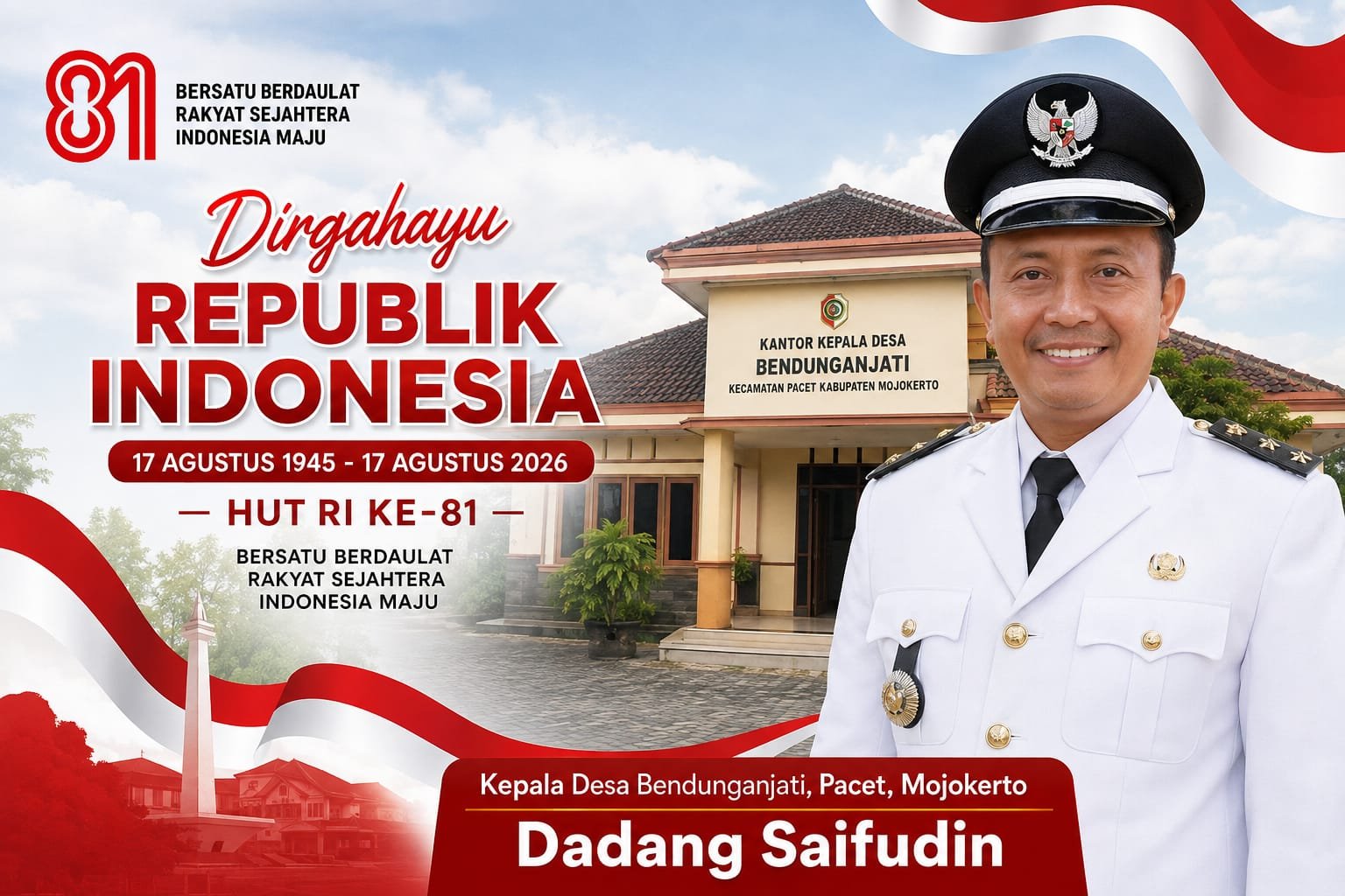 Kepala Desa Bendunganjati, Pacet, Mojokerto Mengucapkan Selamat HUT RI ke-81 Tahun