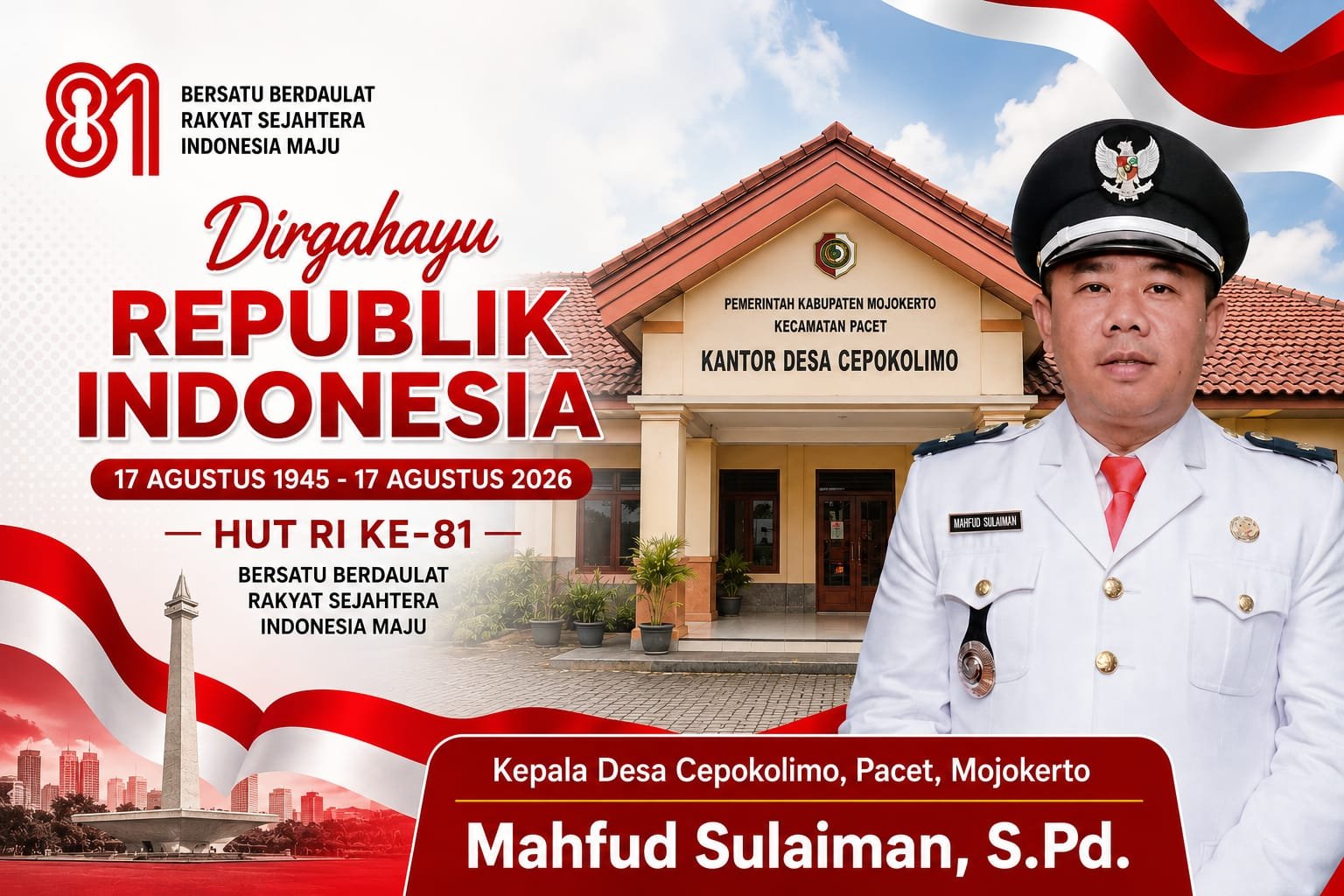 Kepala Desa Cepokolimo, Pacet, Mojokerto Mengucapkan Selamat HUT RI ke-81 Tahun