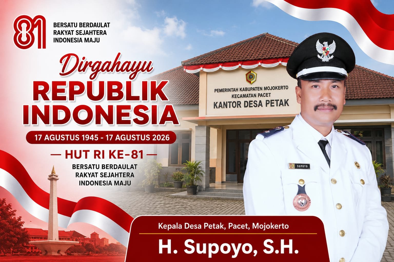 Kepala Desa Petak, Pacet, Mojokerto Mengucapkan Selamat HUT RI ke-81 Tahun