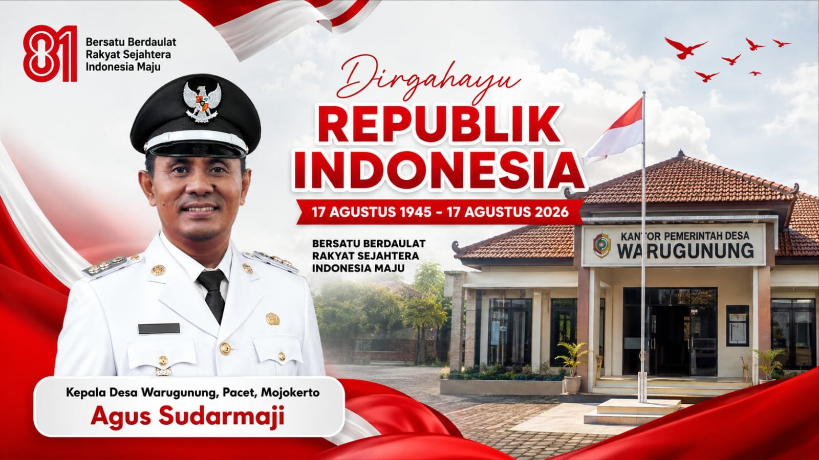 Kepala Desa Warugunung, Pacet, Mojokerto Mengucapkan Selamat HUT RI ke-81 Tahun