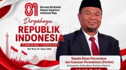Kepala Dinas Perumahan dan Kawasan Permukiman (Perkim) Kabupaten Halmahera Selatan (Halsel) Mengucapkan Selamat HUT RI ke-81 Tahun