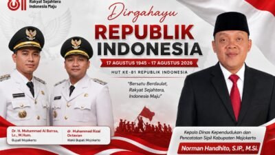 Kepala Dinas Kependudukan dan Pencatatan Sipil Kabupaten Mojokerto Mengucapkan Dirgahayu RI ke-81 Tahun