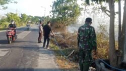 30 Menit Tuntas! Koramil Dawarblandong Sigap Padamkan Kebakaran Lahan di Gumbik