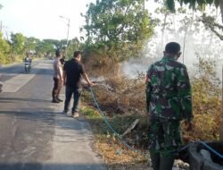 30 Menit Tuntas! Koramil Dawarblandong Sigap Padamkan Kebakaran Lahan di Gumbik