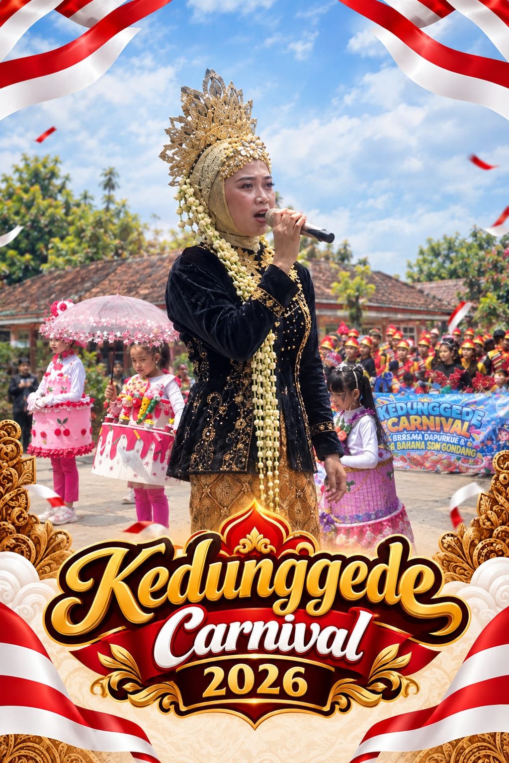 Sekdes Kedunggede Reni Rahmawati Berangkatkan Peserta Karnaval Desa Kedunggede 2026