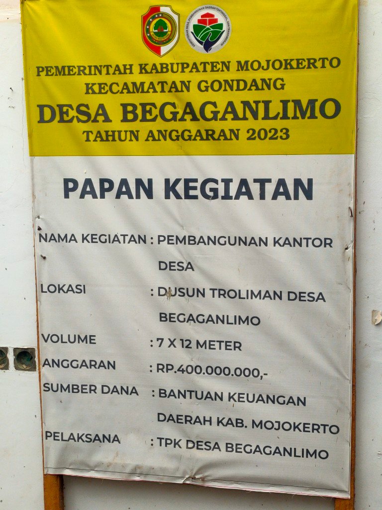 Dapat BK Rp 400 Juta, Kantor Desa Begaganlimo Dibangun