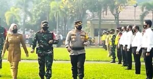 Antisipasi Masuknya Varian Baru Corona, Forkopimda Mojokerto Gelar Apel Pasukan Penegakan Prokes