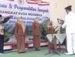 Kades Ngembeh Lantik Sekdes, Kasi Kesejahteraan dan Kepala Dusun Juwono
