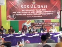 KIP Aceh Timur Gelar Sosialisasi PKPU Nomor 4 Tahun 2022 dan keputusan KIP Aceh Nomor 20 tahun 2022