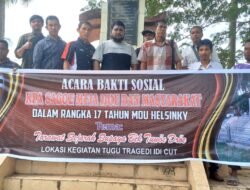 Peringati 17 Tahun Mou Helsinky Masyarakat dan KPA Sagoe Meja Ijoe Rawat Tugu Sejarah Pelanggaran HAM tragedi Simpang Kuala Idi Cut