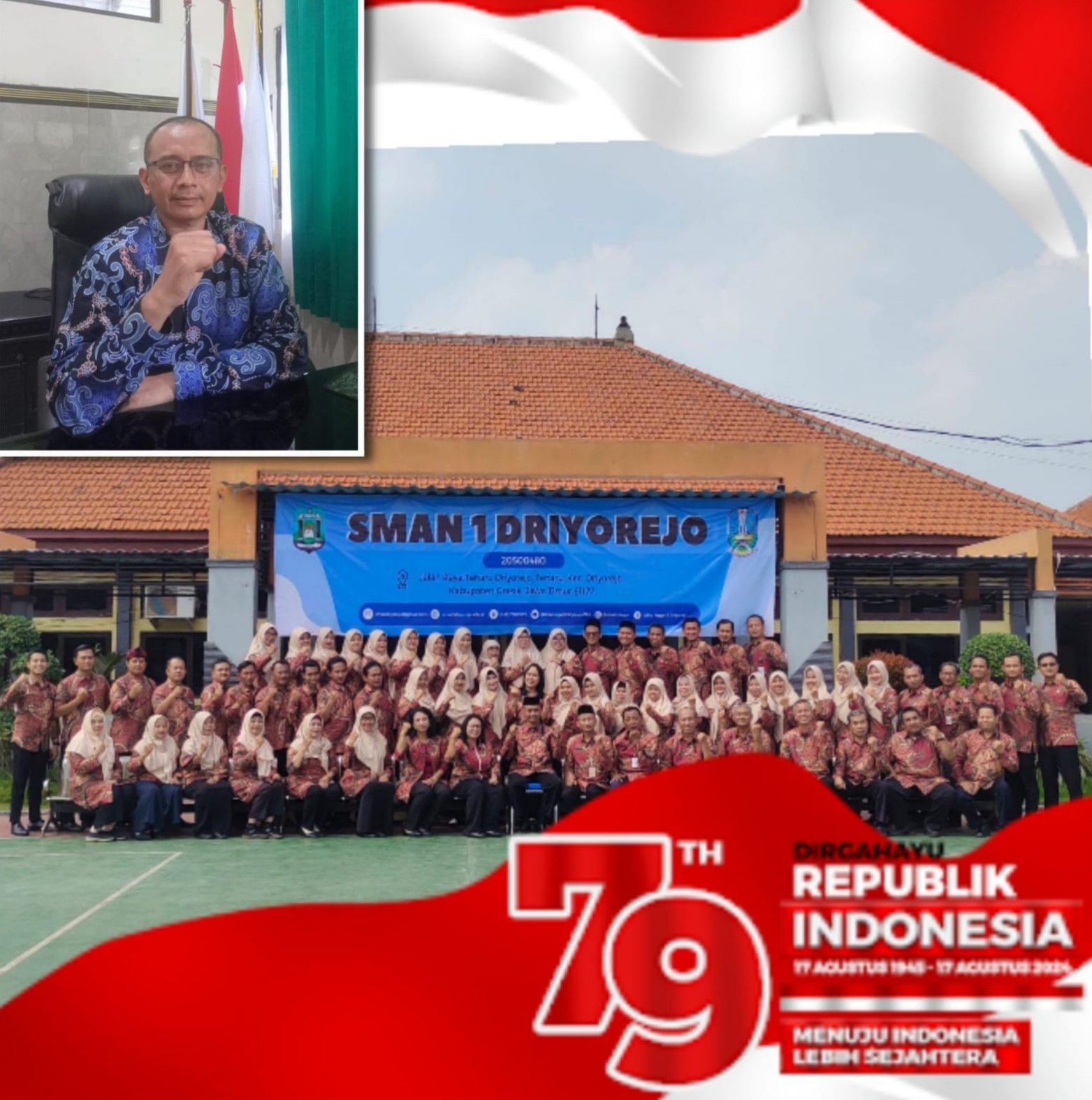 Segenap Keluarga Besar SMAN 1 Driyorejo Gresik Mengucapkan Dirgahayu RI Ke-79 Tahun