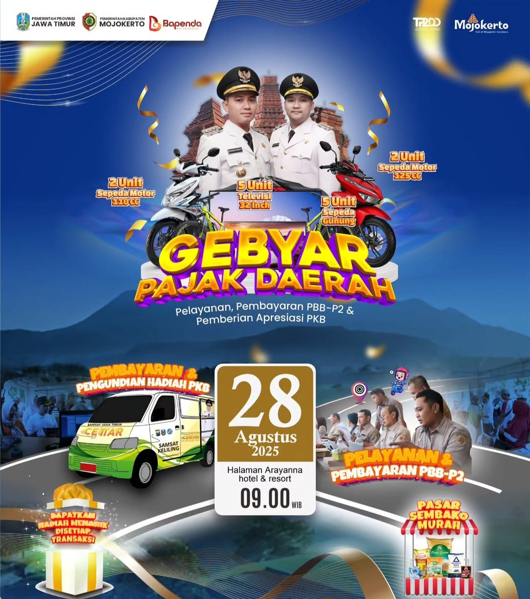 28 Agustus 2025, Bapenda Kabupaten Mojokerto Bakal Gelar Undian Berhadiah untuk Wajib Pajak Kendaraan Bermotor