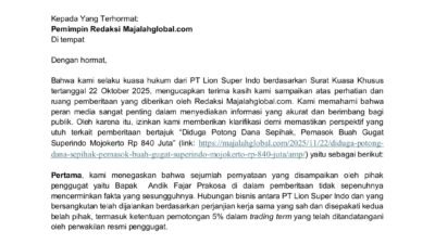 PT. Lion Super Indo Klarifikasi Dugaan Pemotongan Dana Sepihak