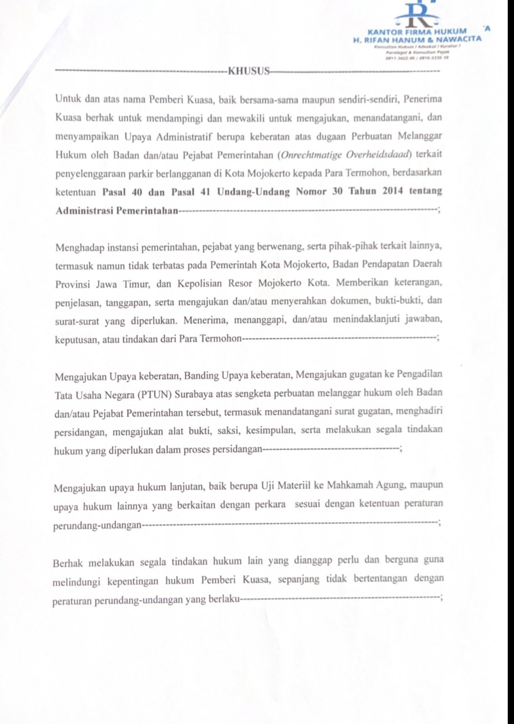 Parkir Berlangganan di Kota Mojokerto Disoal Advokat Hanum, Pemkot Mojokerto dan Polres Mojokerto Kota Angkat Bicara