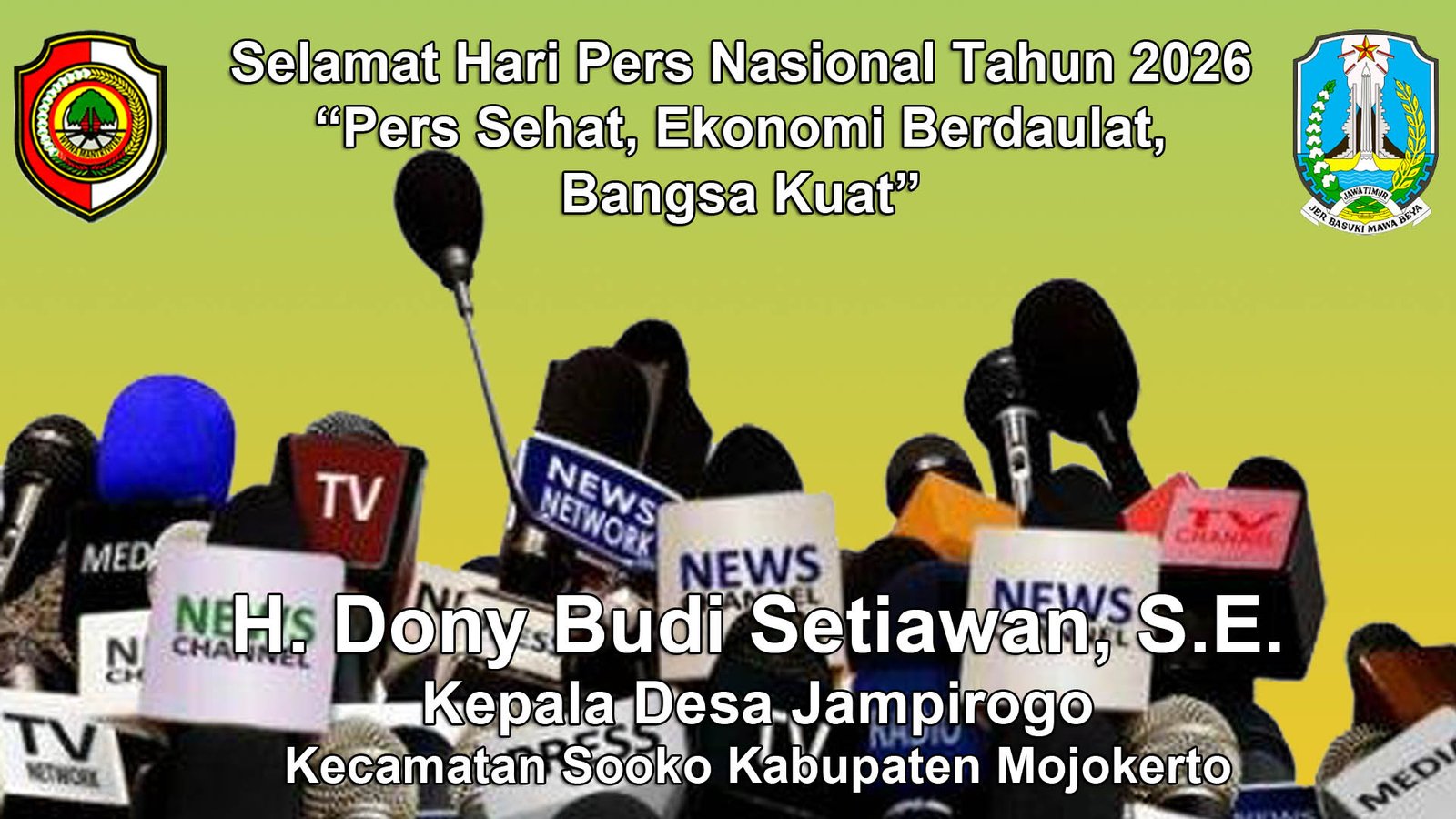 Kepala Desa Jampirogo, Sooko, Mojokerto Mengucapkan Selamat Hari Pers Nasional 2026