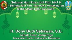 Kepala Desa Jampirogo, Sooko, Mojokerto Mengucapkan Selamat Hari Raya Idul Fitri 1447 H