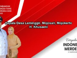 Kepala Desa Leminggir, Mojosari, Mojokerto Mengucapkan Dirgahayu RI Ke-79 Tahun