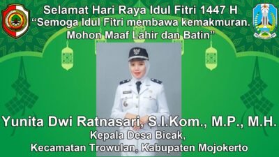 Kepala Desa Bicak, Trowulan, Mojokerto Mengucapkan Selamat Hari Raya Idul Fitri 1447 H