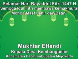 Kepala Desa Kembangbelor, Pacet, Mojokerto Mengucapkan Selamat Hari Raya Idul Fitri 1447 H