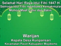 Kepala Desa Kuripansari, Pacet, Mojokerto Mengucapkan Selamat Hari Raya Idul Fitri 1447 H